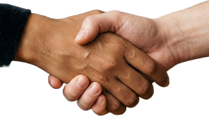 Dos manos estrechándose en un apretón de manos, símbolo de fraternidad, confianza y colaboración.
